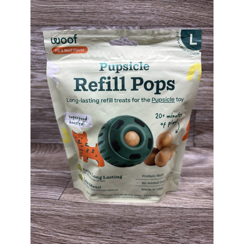 2 Packs Woof Pupsicle Refill Pops - Low-Mess Dog Snack Peanut Butter & Beef Lg - Picture 5 of 10